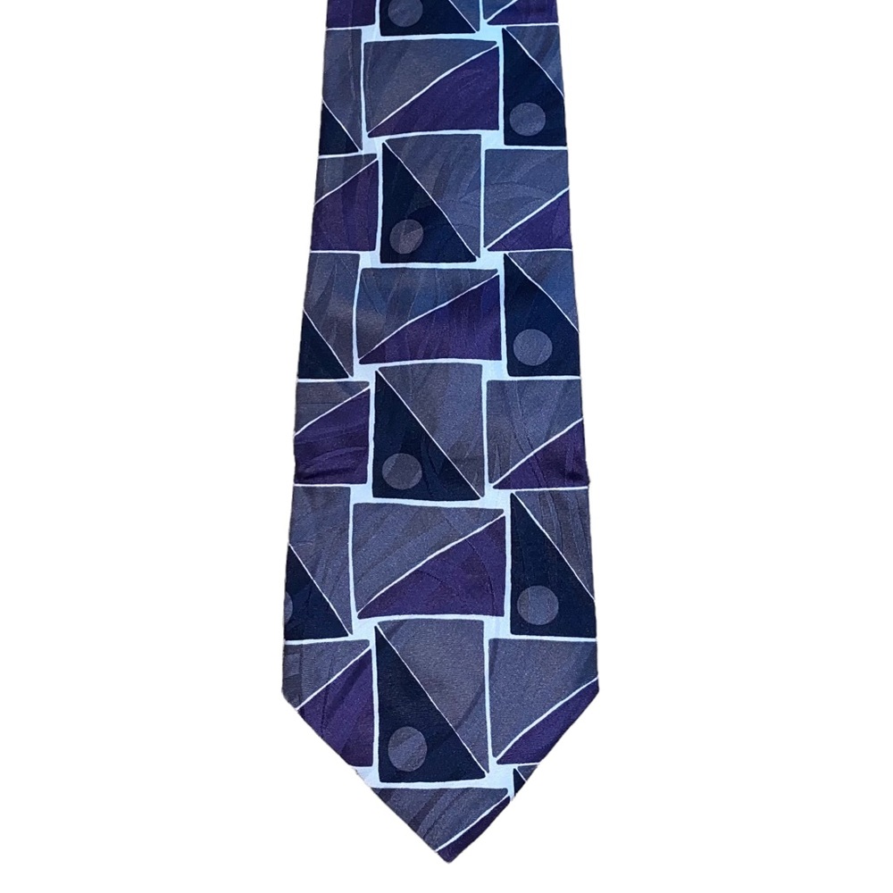 Zylos‎ George Machado Purple White Squares Dots Silk Tie
